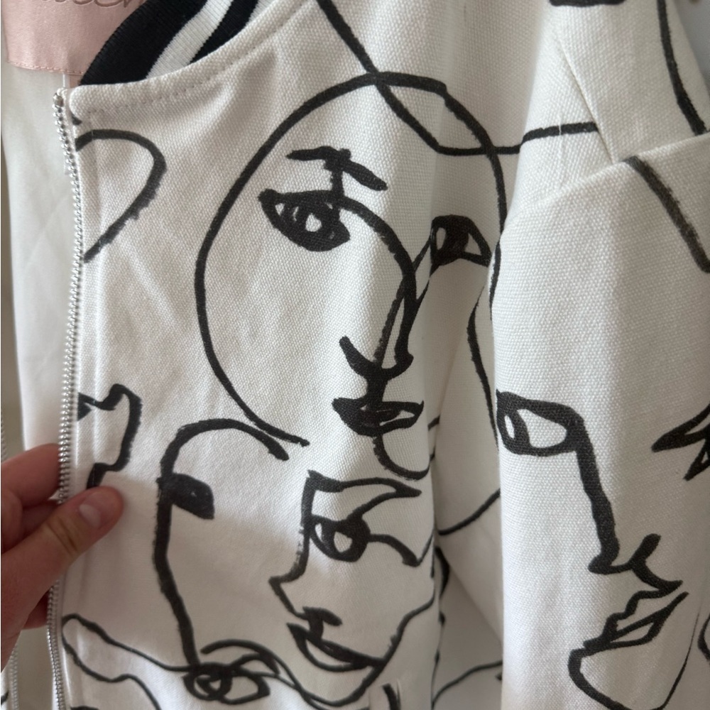 Abstract Face Print Bomber Jacket - image 7